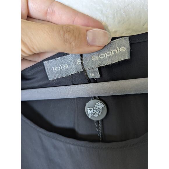 Lola & Sophie Silk Chiffon Black Asymmetrical Top Women Size M Whimsigoth Witchy - Picture 3 of 10